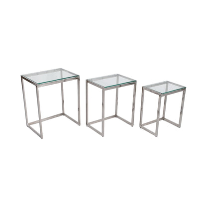 S/3 20/22/24" MAXWELL STAINLESS STEEL NESTING TABL