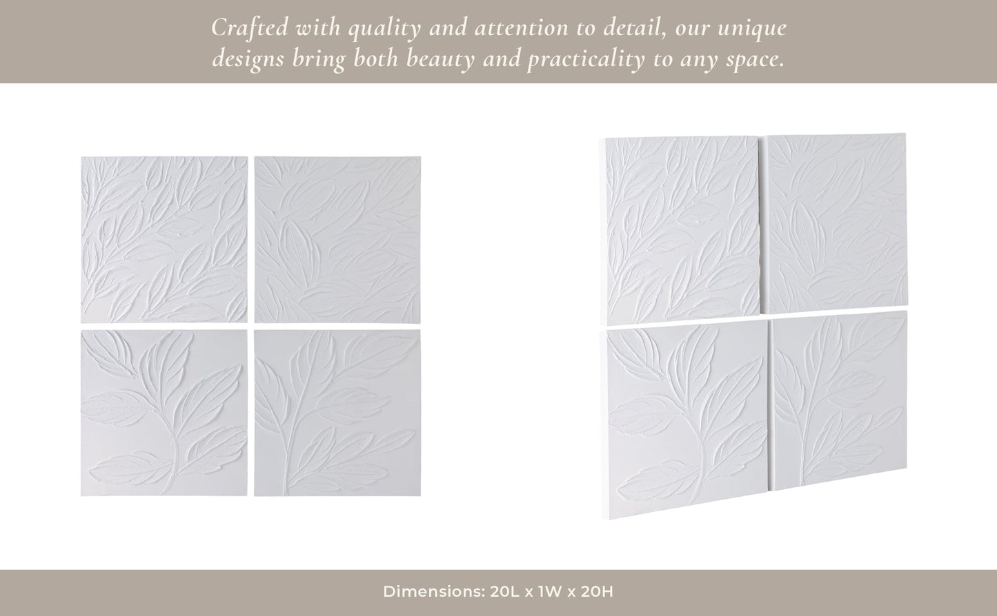 S/4 20X20 MAEVE HANDPAINTED DIMENSIONAL WALL ART