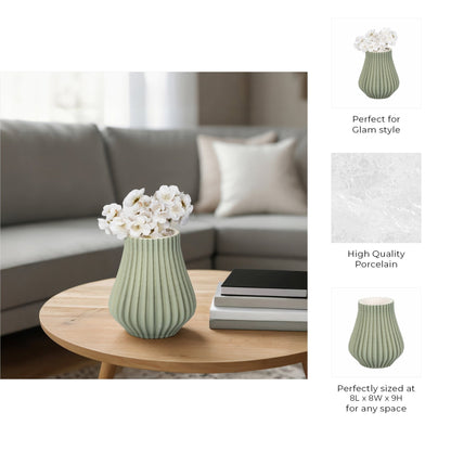 Somerset 3d Printed Vase, Oil Green |EV20076-02