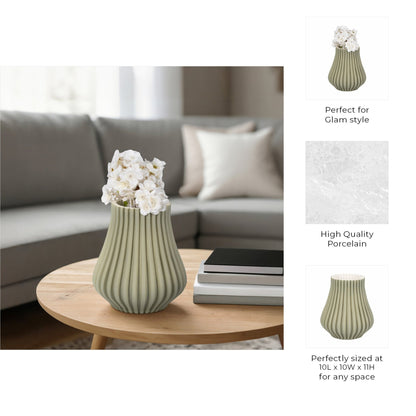 Somerset 3d Printed Vase, Oil Green |EV20076-02