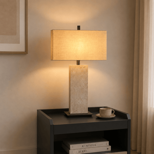 Travertine Beige Table Lamp Luma Stone Collection