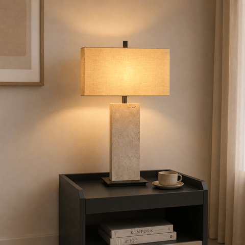Travertine Beige Table Lamp Luma Stone Collection