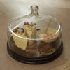 Tashi Glass Cloche With Wooden Painted Base - Small
