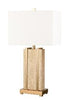 Stark Cream Travertine Table Lamp in Antique Brass-64.5cm H