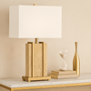 Stark Cream Travertine Table Lamp in Antique Brass-64.5cm H