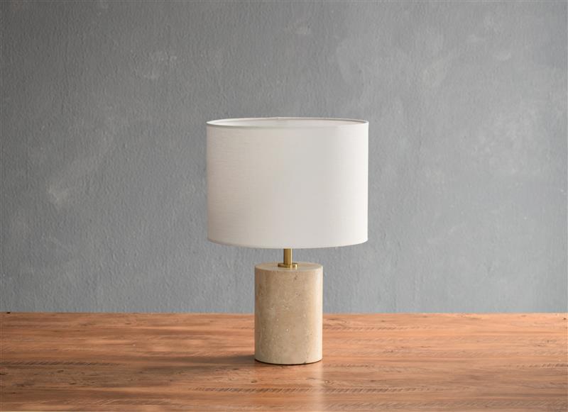 TRAVERTINE TABLE LAMP W / SHADE