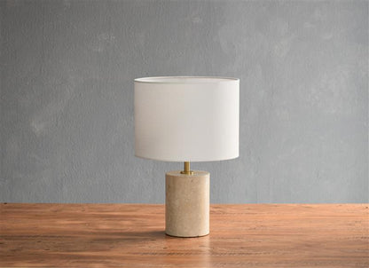 TRAVERTINE TABLE LAMP W / SHADE