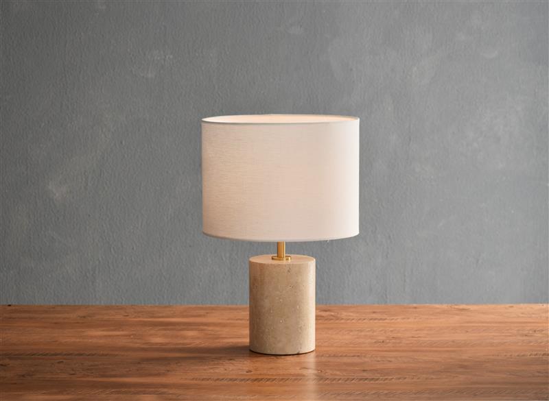 TRAVERTINE TABLE LAMP W / SHADE