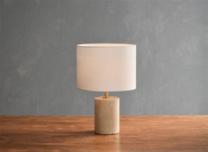TRAVERTINE TABLE LAMP W / SHADE