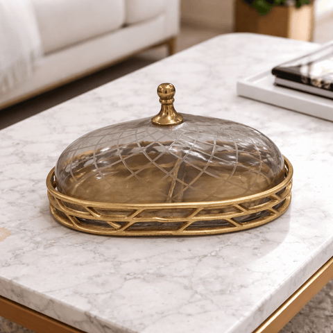 Ttray with glass dome |JO-5010