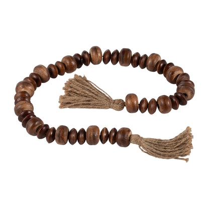WOOD, 26" FLAT BEADS GARLAND, NATURAL