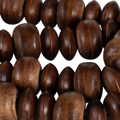 WOOD, 26" FLAT BEADS GARLAND, NATURAL