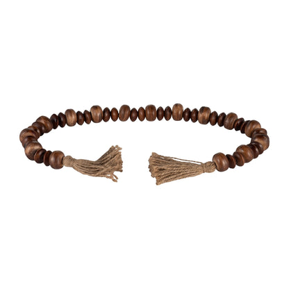 WOOD, 26" FLAT BEADS GARLAND, NATURAL